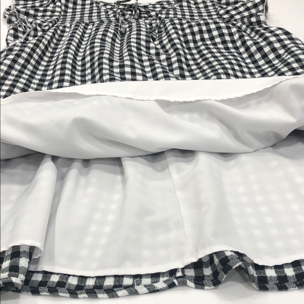 Denver Hayes Black and White Gingham Tie-Neck Ruffled Shift Dress - Picture 9 of 13